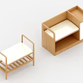 Wooden Sofa Bench With Light Cushion Storage Drawers Shelves And Modern Design