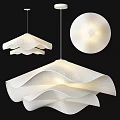 Modern White Wavy Pendant Lights with Layered Fabric Shades and Soft Illuminated Glow