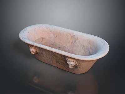 Classic Textured Marble Bathtub With Ornate Carved Handles And Smooth Surface 3d model