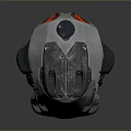 Futuristic Weapon Helmet With Metallic Texture Mechanical Parts And Worn Details