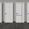 Modern White Hinged Doors With Various Panel Designs For Home Interiors 3d model