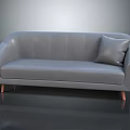 Modern Gray Leather Sectional Sofa With Accent Pillow And Wooden Legs