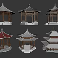 Various Traditional Chinese Pavilion Designs Featuring Different Roof Styles And Structures