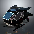 Black Sleek Spacecraft With Blue Cockpit And Light Details For Cosmic Exploration