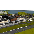 Modern Office Building Complex With Contemporary Design Amid Green Trees And Scenic Sea View