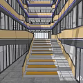 Multi Level Building Atrium Interior With Glass Curtain Walls Green Plants And Staircase