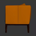 Orange Fabric Armchair With Matching Pillow And Wooden Legs For Living Room