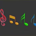 Colorful Music Notes And Treble Clef Decorative Household Items With Reflections