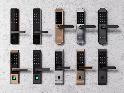 Smart Door Locks With Various Styles Colors And Digital Keypad Handle Designs 3d model
