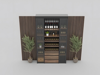 Wine Cabinet Combination Cabinet Wine Cabinet Home Furniture Green Plant Potted Red Wine Ornaments Storage Cabinet Wine 3d model