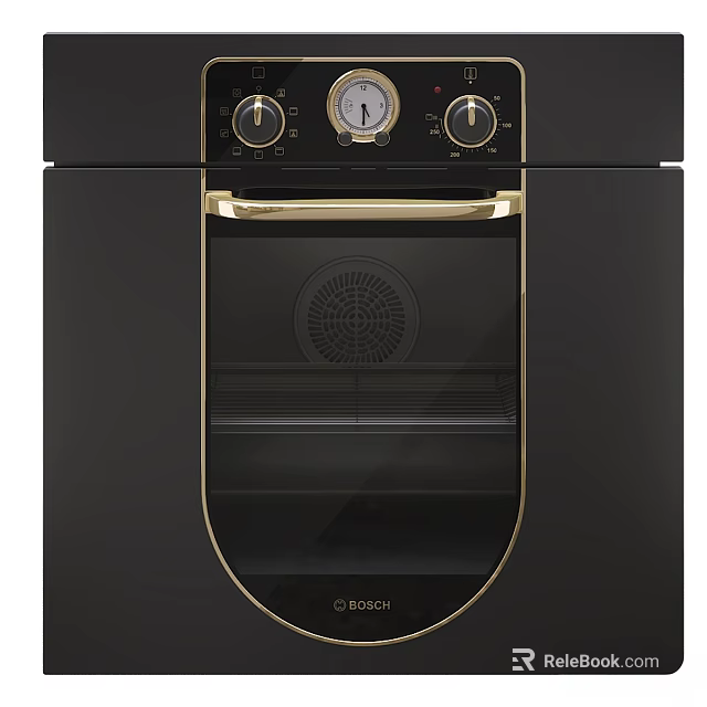 Bosch Black And Gold Oven With Control Panel For Modern Kitchen Cooking Equipment 3d model 