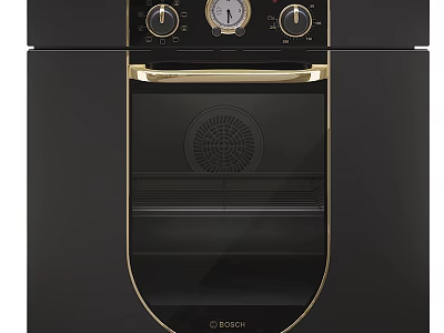 Bosch Black And Gold Oven With Control Panel For Modern Kitchen Cooking Equipment 3d model