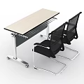 Modern Office Conference Table With Light Wood Top Black Mesh Chairs And Metal Frame