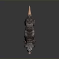 Realistic 3D Model of Striped Wild Boar Like Animal With Brown Ears And Claws