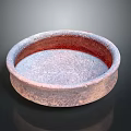 Ceramic Bowl With Red And Gray Rough Textured Round Shaped Surface 3d model