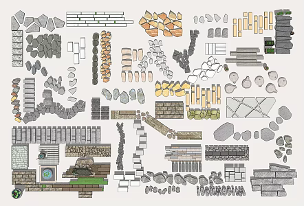 Modern Stone Road Garden Luting Step 3d model
