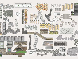 Modern Stone Road Garden Luting Step 3d model