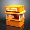 Orange Two Tiered Food Stall With Humana Logo Windows And Counter