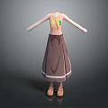 Women Casual Clothing Set With Long Sleeve Top Yellow Vest Brown Skirt And Shoes