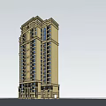 Modern Tall Residential Building Exterior With Glass Windows And Classic Facade