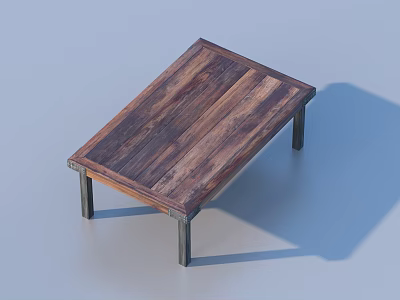 Wooden Coffee Table With Dark Wood Tabletop And Black Metal Legs 3d model