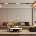 Elegant Modern Living Room Interior With Sofa Coffee Table Rug And Decorative Plants
