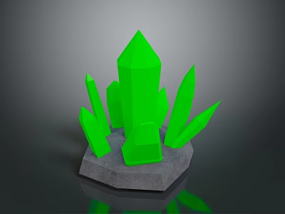 Stone Wood Decorative Base With Green Crystal Formations And Gray Stone Pedestal 3d model