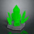 Stone Wood Decorative Base With Green Crystal Formations And Gray Stone Pedestal
