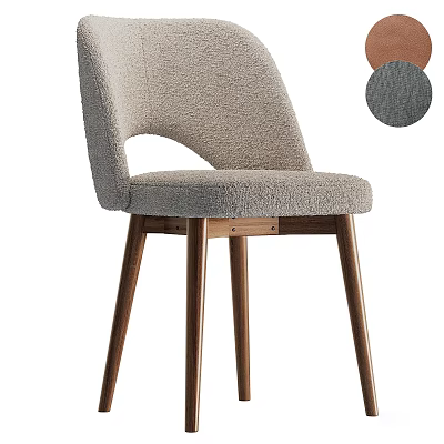 Light Gray Fabric Dining Chair With Wooden Legs And Color Options 3d model