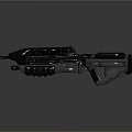 Futuristic Sci Fi Weapon Design Modern Rifle with Green Lights and Sleek Black Body