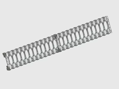 Silver Metal Chain Mechanical Part With Circular Holes And Link Structure 3d model