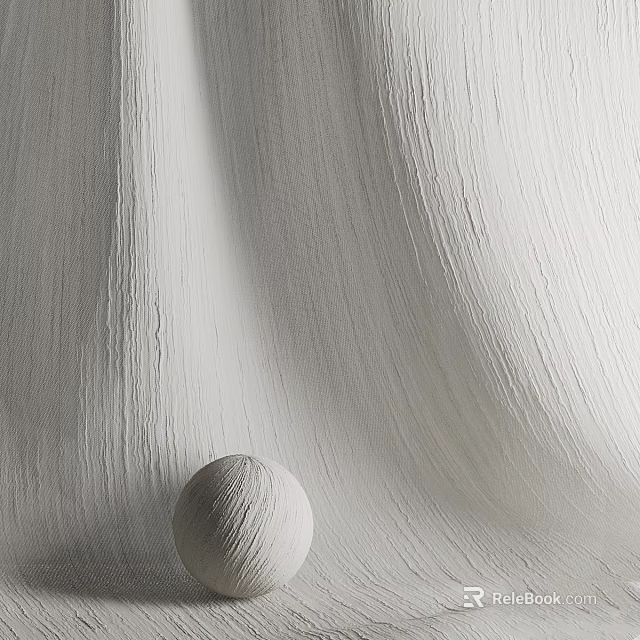 White Textured Component with Smooth White Sphere on Soft Wavy Background 3d model