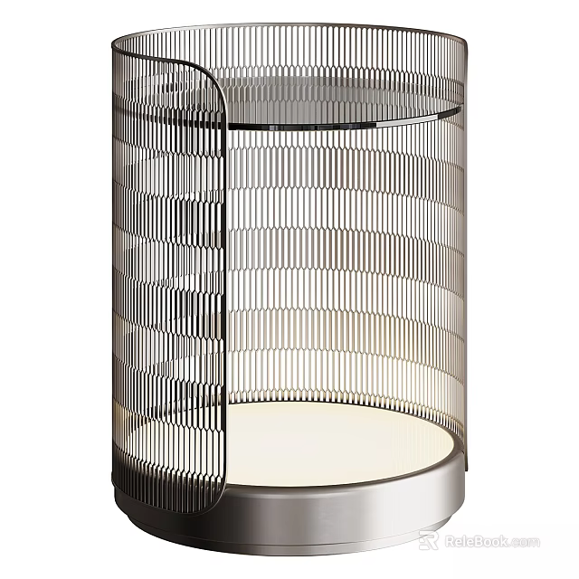 Modern Cylindrical Lamp With Metal Grid Frame And Illuminated Base 3d model