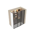 Elegant Modern Wardrobe With Glass Doors Hanging Clothes Drawers And Shelves