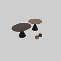 Modern Round Wooden Top Coffee Table With Matte Black Conical Metal Base For Living Room