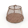 Handwoven Rattan Basket With Grid Pattern For Home Storage And Decor