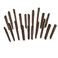 Natural Stone Wood Decorative Sticks Arranged Vertically For Rustic Design 3d model