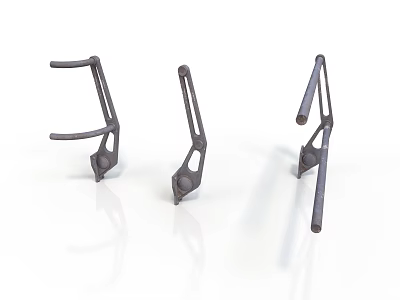 Three Metal Mechanical Equipment Parts With Structural Design And Steel Components 3d model