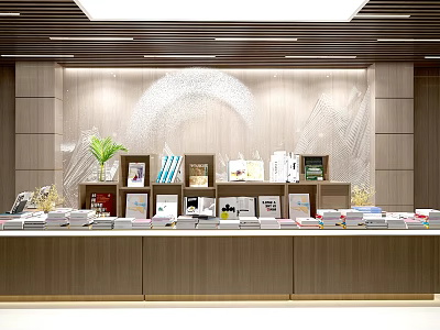 Modern Interior Display Shelves With Books Decorative Items Green Plant And Lighting 3d model
