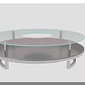 Modern Round Glass Coffee Table With Metal Frame And Two Tier Design