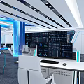 Dispatch Room Large Screen Monitoring Room Technology Hall Curved Surface Large Screen Dispatch Room Table and Chair Technology 3d model