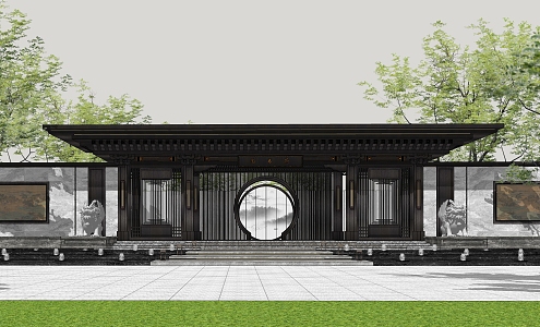 new chinese style gate 3d model