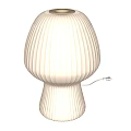 Mushroom Shaped Table Lamps White and Orange with Ribbed Shades on Black Background