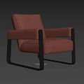 Red Fabric Single Sofa With Woven Armrest And Gold Metal Frame Modern Design