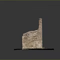 Ancient Stone Ruined Building Structure With Broken Walls And Window On Square Base 3d model