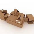Multiple Open And Closed Brown Cardboard Boxes On White Background Setup