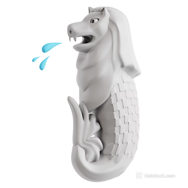 Ancient Architecture Stone Merlion Statue With Water Spraying And Scaled Body Design 3d model 
