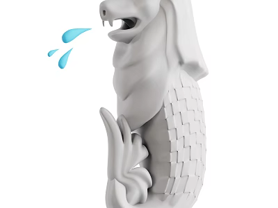 Ancient Architecture Stone Merlion Statue With Water Spraying And Scaled Body Design 3d model