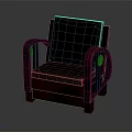 Single Sofa with Black Leather Upholstery and Wooden Armrest Frame Design