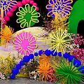Vibrant Colorful Floral Photo Spot With Arch Decor And Marble Floor